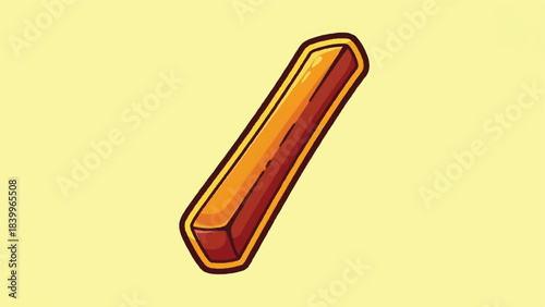 Cartoonish Gold Bar Illustration with Detailed Shading and Outline.