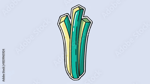 Illustration of Fresh Green Onions with Yellow Accents.