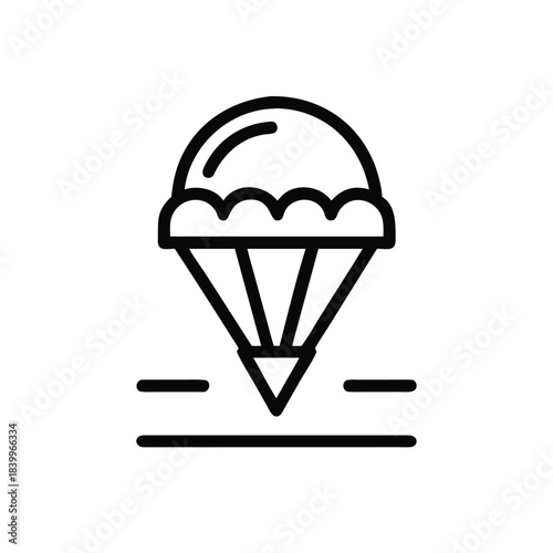 Simple Outline Icon of a Parachute Descending
