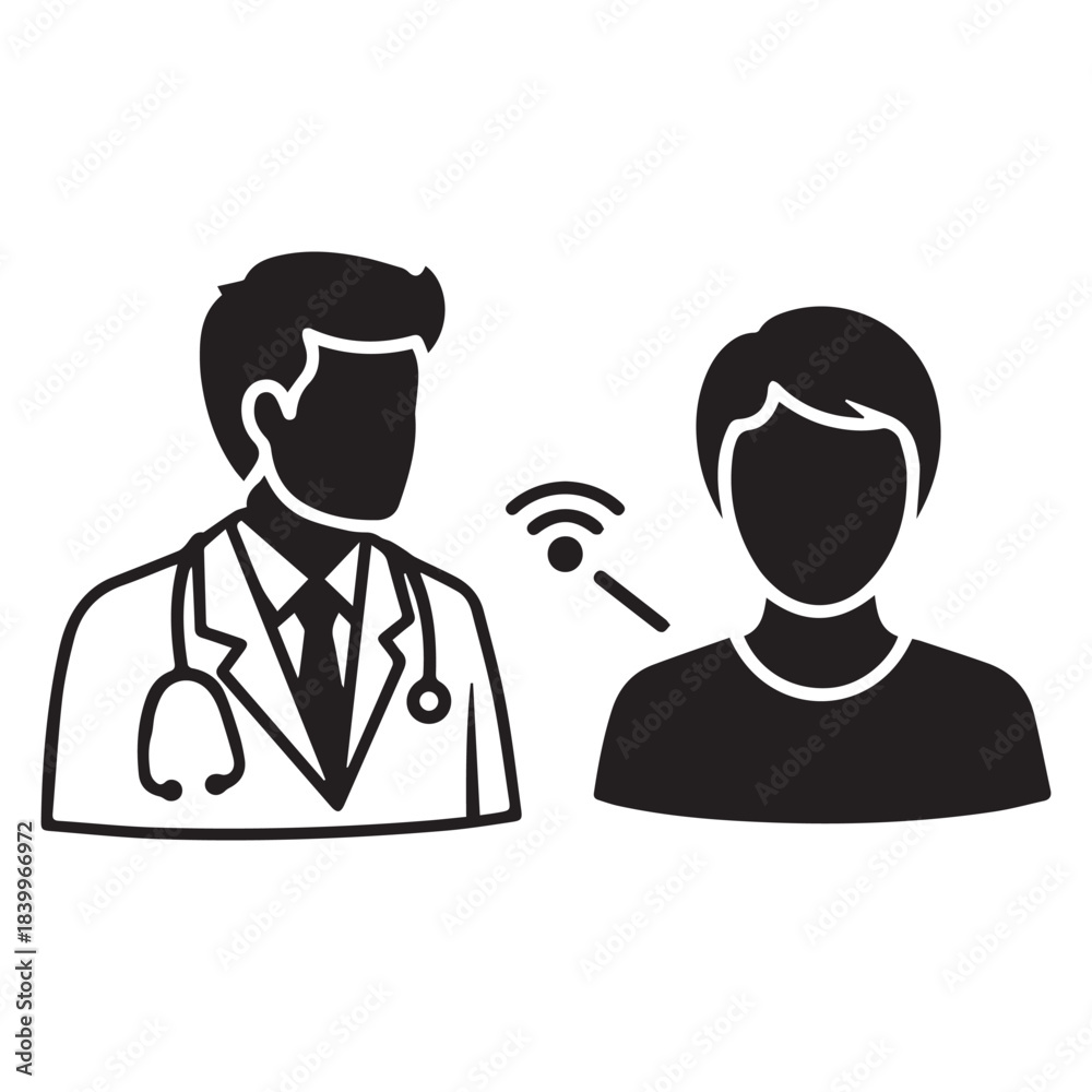 Fototapeta premium Online Therapy Doctor Patient Telemedicine Silhouette