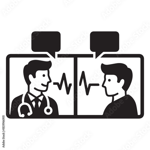 Telehealth Chat Doctor Patient Conversation Silhouette