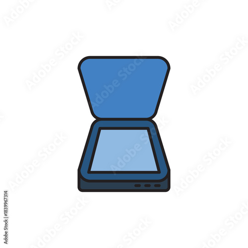 Modern color line scanner icon representing document scanning, copying, and digitizing for office work, paperwork, business tasks, workflow systems, digital archiving, and technology projects.