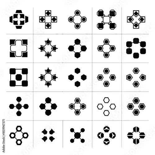 Abstract geometric icons for logo design and branding, perfect for modern business and tech startups, originally vector graphic for scalable designs