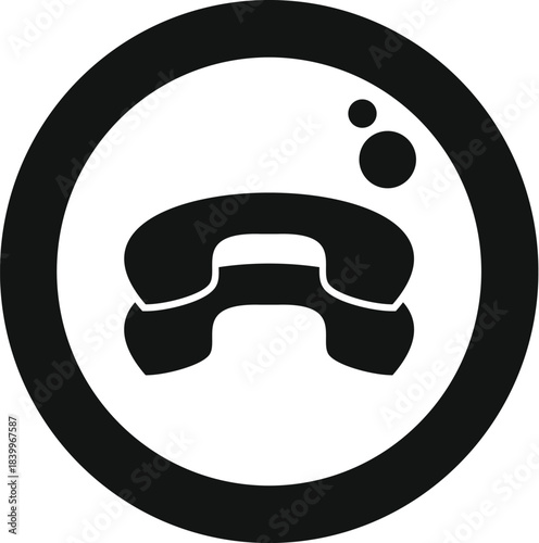 Telephone receiver icon with signal bubbles indicating a missed or declining call