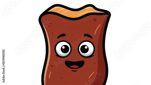 Cartoon Toast Character with a Cheerful Expression.