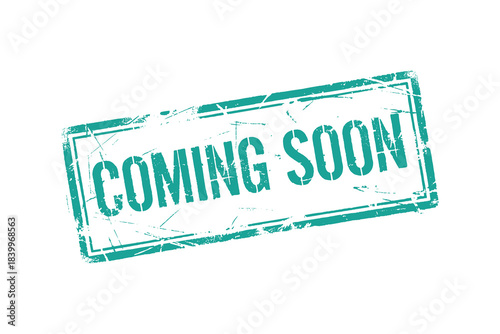 Coming soon stamp rubber on white background. Future product announcement. Anticipated release item