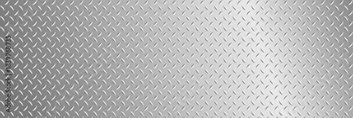 Chrome steel diamond plate texture with silver nonslip tread pattern creating an industrial metal surface for vector backgrounds and aluminium checkerplate design projects