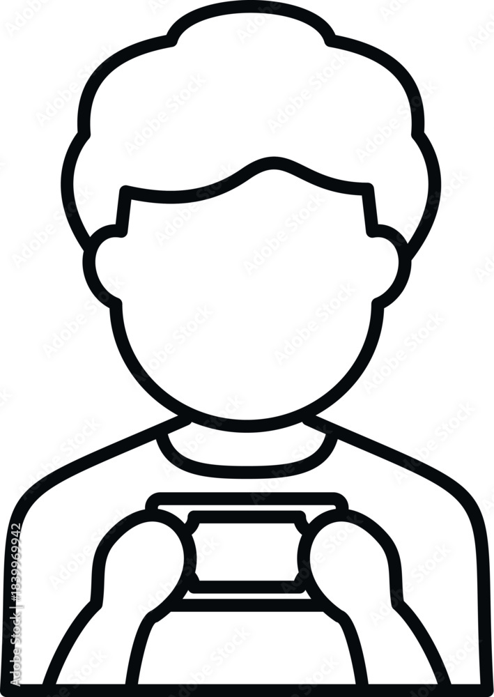 Obraz premium Boy holding a smartphone for mobile gaming or online entertainment