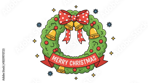 funny christmas wreath on white isolated background
