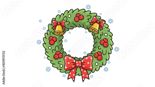 funny christmas wreath on white isolated background
