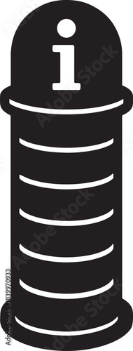 Info pillar with rounded top and glowing ring lines, crafted as a rare minimal outline icon.