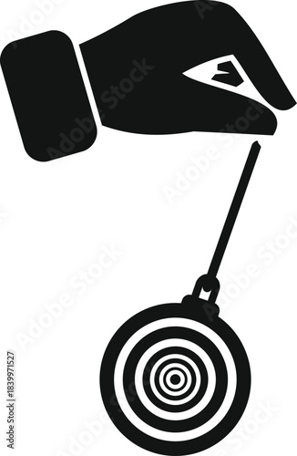 Hand holding a swinging pendulum, creating a hypnotic and trance like suggestion effect