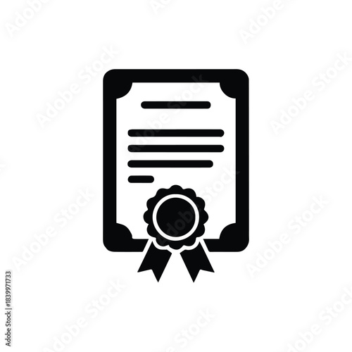 certificate icon with seal and ribbon vector illustration for use