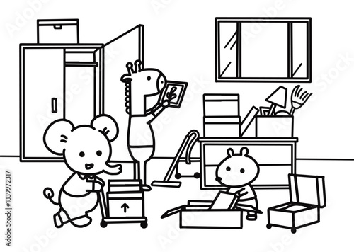 Moving day and house organizing .