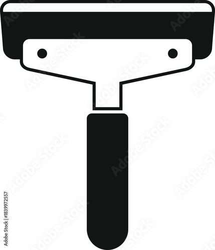 Squeegee silhouette with a long handle and rubber blade for transparent surface cleaning