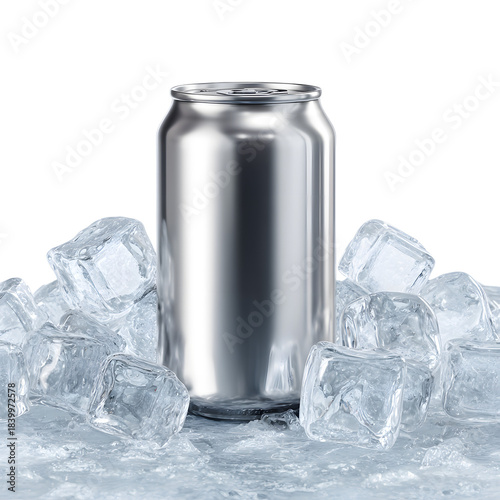 Chilled Silver Aluminum Can Blank in Clear Ice