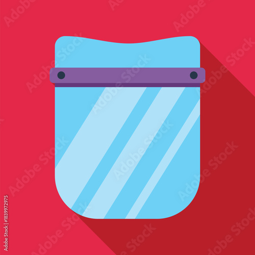 Face shield vector icon protecting against virus infection in flat style with long shadow