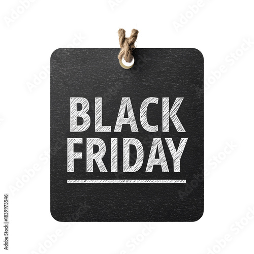 Black Friday Sale Announcement Board Isolated on White Background