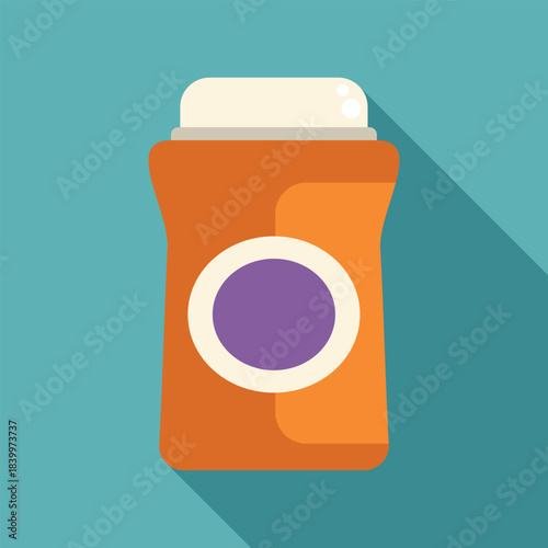 Orange roll on deodorant bottle representing personal care and hygiene products using a flat design style