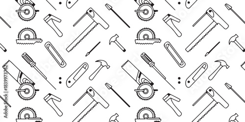 tools vector line art construction tools pattern for textiles