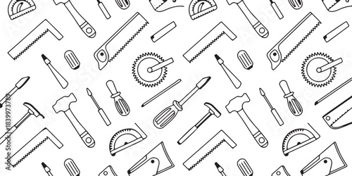 tools seamless pattern hand tools diagonal repeat background