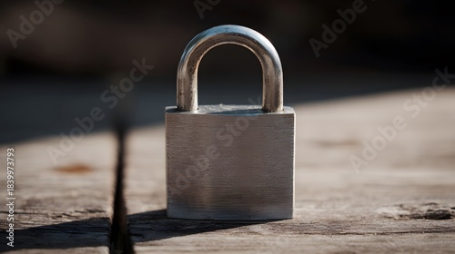  Metal padlock on wood, representing security and trust in a close-up view.