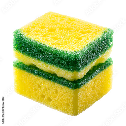 Vibrant Yellow and Green Kitchen Sponge for Household Cleaning