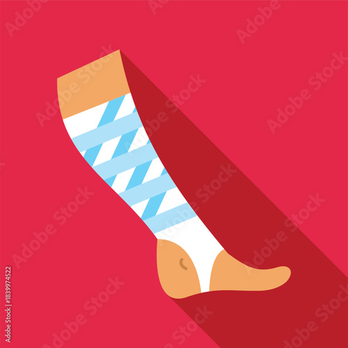 Leg receiving injury treatment with an elastic bandage, symbolizing aid and recovery