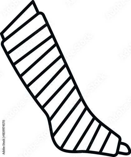 Person's leg encased in a plaster cast for bone fracture recovery