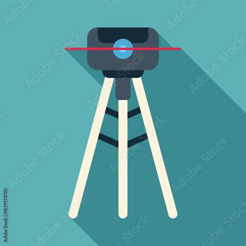 Laser level tool projecting a straight red line for construction measurement