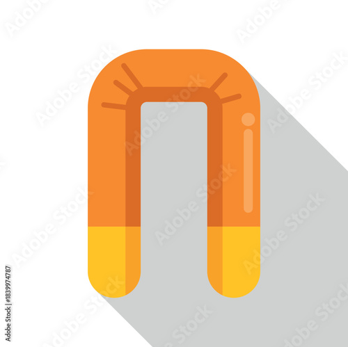 Inflatable boat flat design icon long shadow, symbolizing water sport and rescue