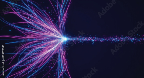 Big data artificial intelligence machine learning neural network flow complex information science innovation technology data analysis visualization cyberspace future. 3d rendering.