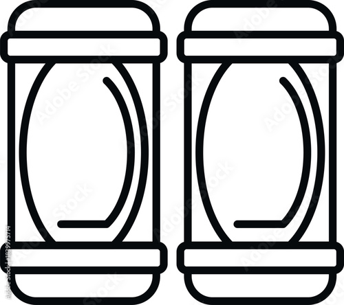 Two cryo chambers depicting suspended animation and future technology in a line art style