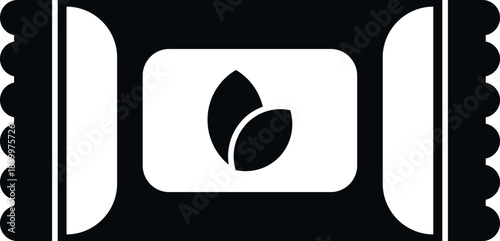 Snack bar wrapper with leaves icon for healthy food and natural products