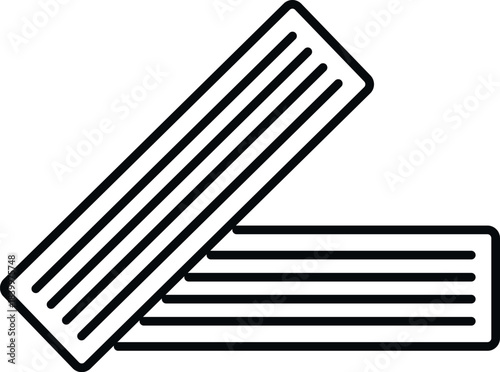 Two flat sticks of chewing gum in a simple outline vector