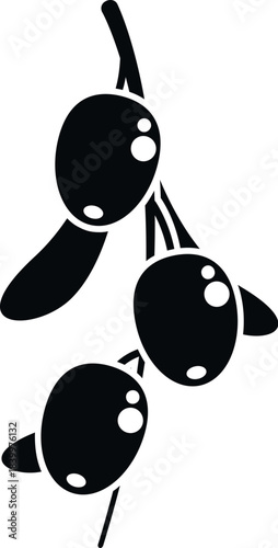 Goji berry branch with berries and leaves in a modern, flat, minimal icon style