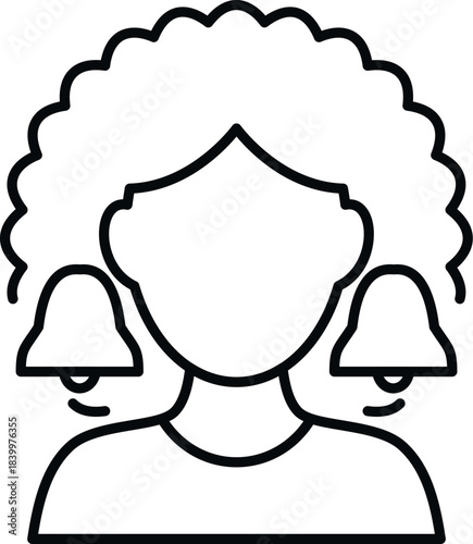 Person with bells representing ringing sound in ears, an icon of tinnitus or hearing problems