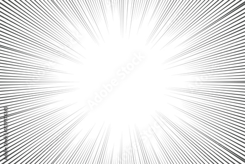 Manga comic explosion, motion or movement effect, vector background. Manga anime cartoon radial speed lines and abstract pattern for comic book burst, flash ray or explode bang action
