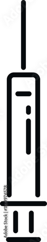 Syringe line art icon symbolizing healthcare, medicine, and therapy