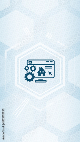 Homepage vector website design with house icon and settings gears