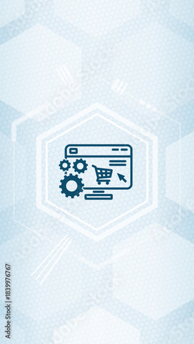 Webshop vector interface design with shopping cart and gears