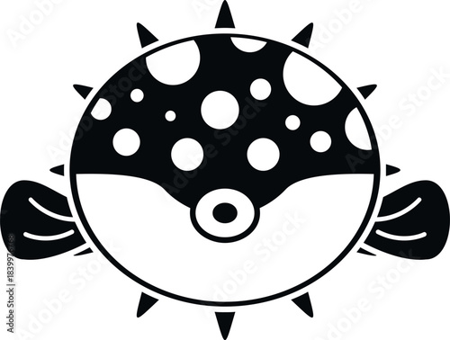 Pufferfish icon with spikes and spots representing aquatic danger or sea creature