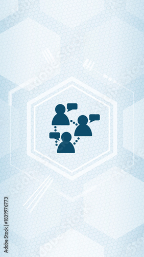 Social media vector icon of connected people with speech bubbles
