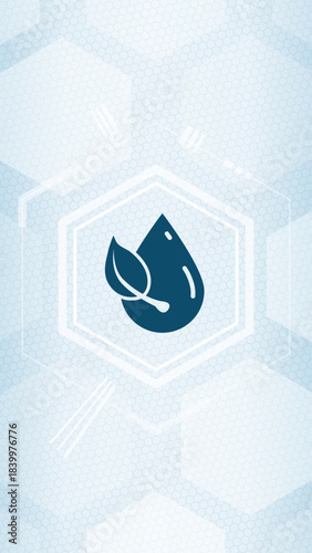 Drinking water vector drop with leaf symbol of clean nature