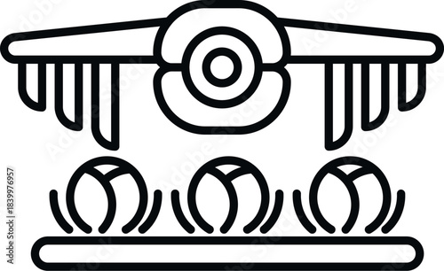 Drone spraying water on cabbage crops, representing smart agriculture technology and automation