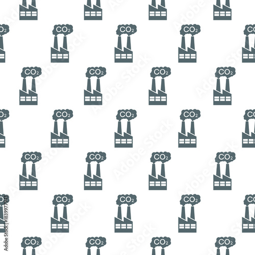 Factory air pollution CO2 seamless pattern isolated on white background