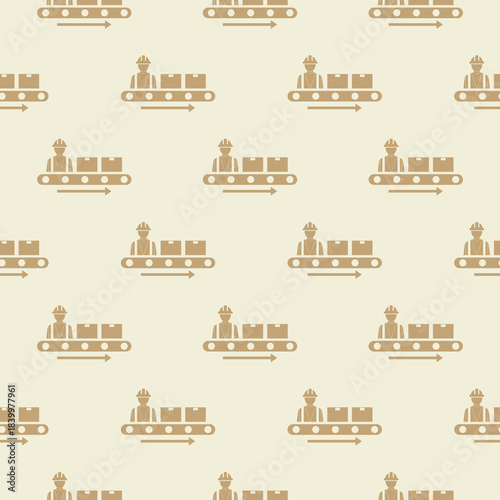 Production lines of the conveyor seamless pattern isolated on color background