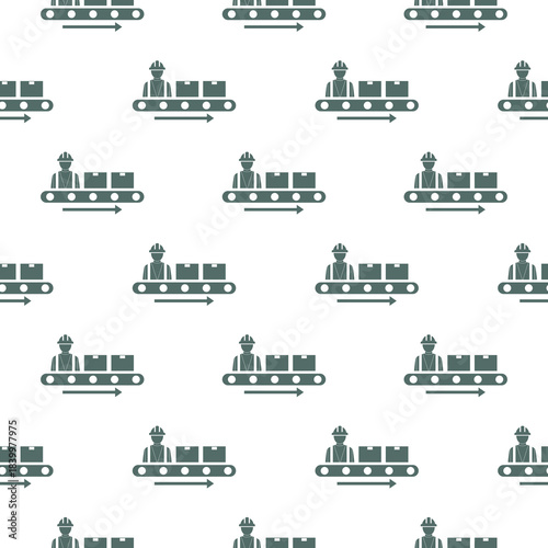 Production lines of the conveyor seamless pattern isolated on white background