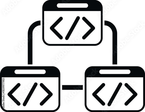 Web development icons connecting, creating a visual representation of programming concepts