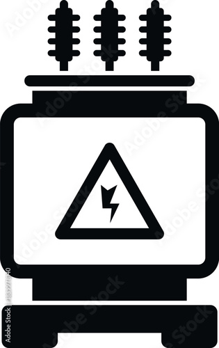 Electrical transformer icon showing high voltage and energy danger alert